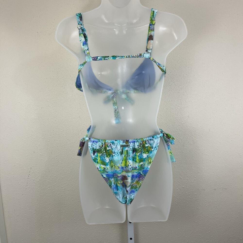 Blackbough Twilly Tie Bikini Two Piece Swim Womens L Large Secret Garden Green - Picture 5 of 8